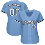 Custom Light Blue and Black Authentic Baseball Jersey, Personalized Design Custom Light Blue White-Black Authentic Baseball - Image 2