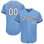 Custom Light Blue and Black Authentic Baseball Jersey, Personalized Design Custom Light Blue White-Black Authentic Baseball