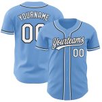 Light Blue Black White Authentic Baseball Jersey, Custom Style 2674 Custom Light Blue White-Black Authentic Baseball Jersey