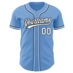 Light Blue Black White Authentic Baseball Jersey, Custom Style 2674 Custom Light Blue White-Black Authentic Baseball Jersey - Image 2
