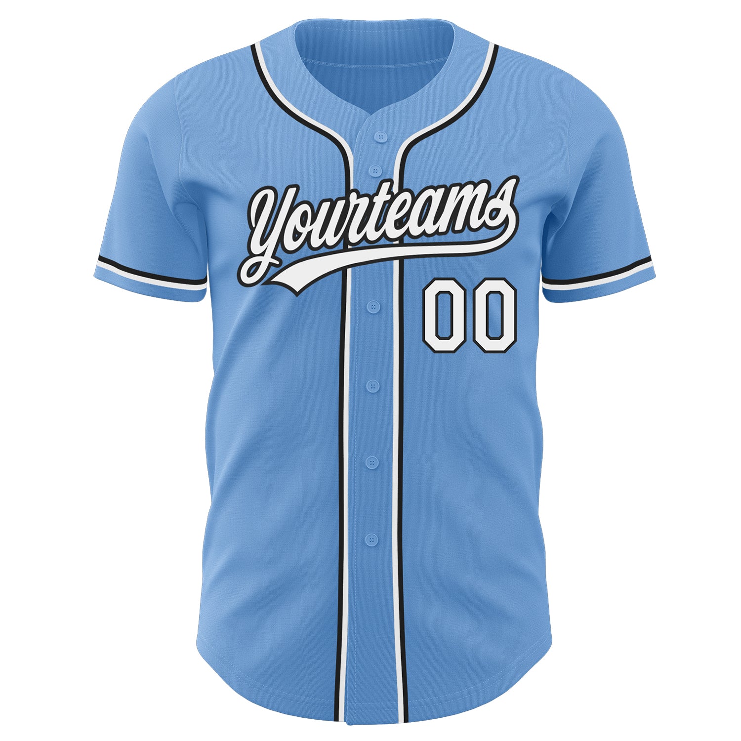 Custom Light Blue White-Black Authentic Baseball Jersey Style 2674 Light Blue Black White Authentic Baseball Jersey, Custom Style 2674 Custom Light Blue White-Black Authentic Baseball Jersey - Image 2