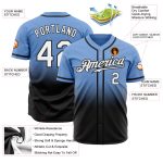 Light Blue Black White Fade Fashion Baseball Jersey - Custom Authentic Design Custom Light Blue White-Black Authentic Fade - Image 2