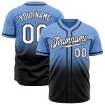 Light Blue Black White Fade Fashion Baseball Jersey - Custom Authentic Design Custom Light Blue White-Black Authentic Fade
