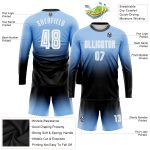Light Blue Black White Sublimation Soccer Jersey Long Sleeve Fade Fashion Uniform Custom Light Blue White-Black Sublimation - Image 3