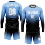 Light Blue Black White Sublimation Soccer Jersey Long Sleeve Fade Fashion Uniform Custom Light Blue White-Black Sublimation - Image 2