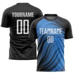 Light Blue Black White Custom Soccer Jersey Sublimation Uniform Style 4124 Custom Light Blue White-Black Sublimation Soccer