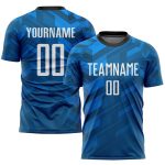 Light Blue Black White Sublimation Soccer Jersey - Custom Uniform Custom Light Blue White-Black Sublimation Soccer Uniform