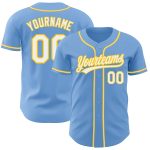 Light Blue White-Gold Custom Baseball Jersey - Authentic Athletic Wear Custom Light Blue White-Gold Authentic Baseball Jersey