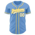 Light Blue White-Gold Custom Baseball Jersey - Authentic Athletic Wear Custom Light Blue White-Gold Authentic Baseball Jersey - Image 2