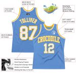 Light Blue White-Gold Authentic Throwback Basketball Jersey - Custom Design Custom Light Blue White-Gold Authentic Throwback - Image 2