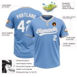 Light Blue White Gray Unisex Softball Jersey Custom Two-Button Design Custom Light Blue White-Gray Two-Button Unisex Softball - Image 3