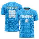 Custom Light Blue Soccer Jersey - White Home Sublimation Uniform for Teams Custom Light Blue White Home Sublimation Soccer