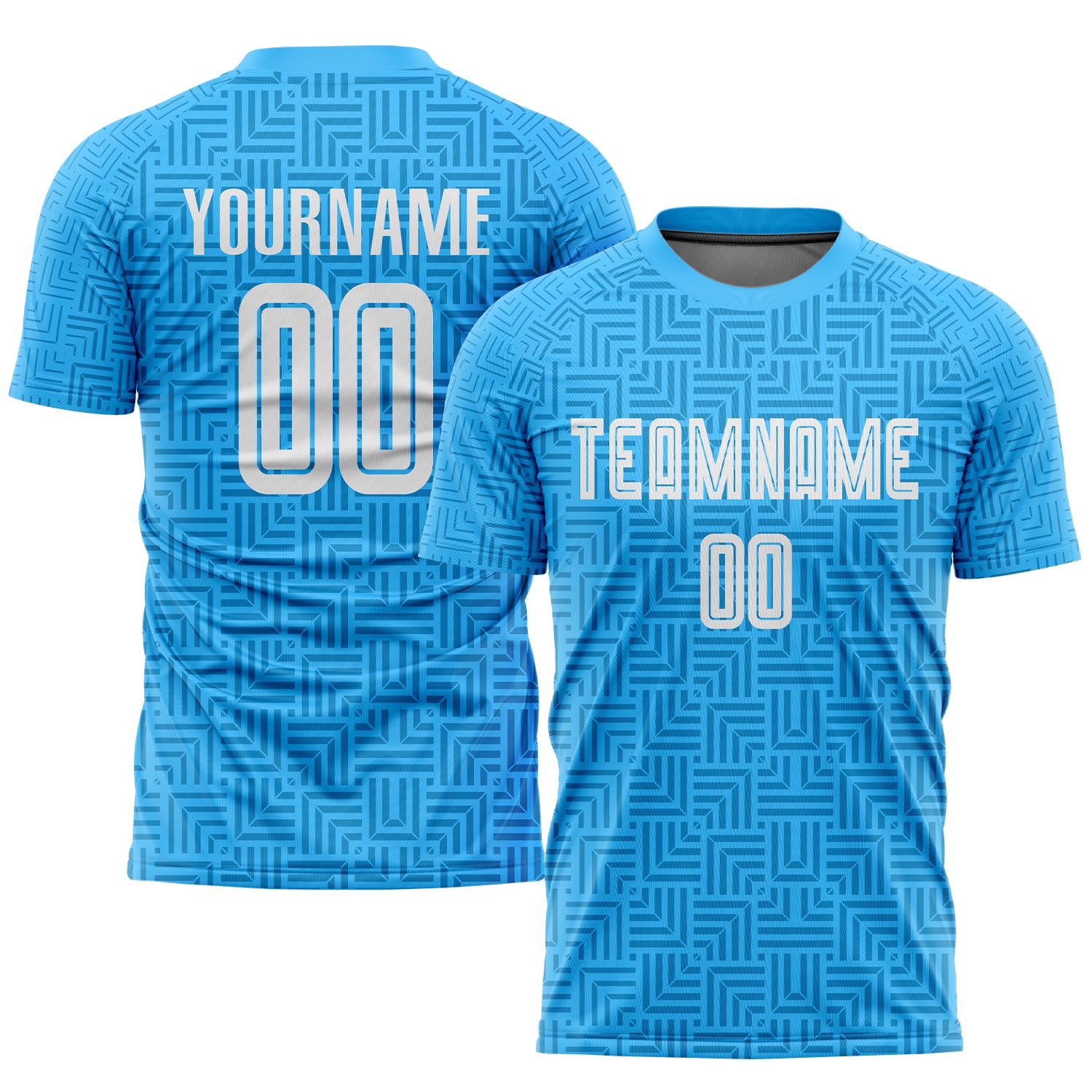 Custom Light Blue White Home Sublimation Soccer Uniform Jersey Custom Light Blue Soccer Jersey - White Home Sublimation Uniform for Teams Custom Light Blue White Home Sublimation Soccer - Image 1