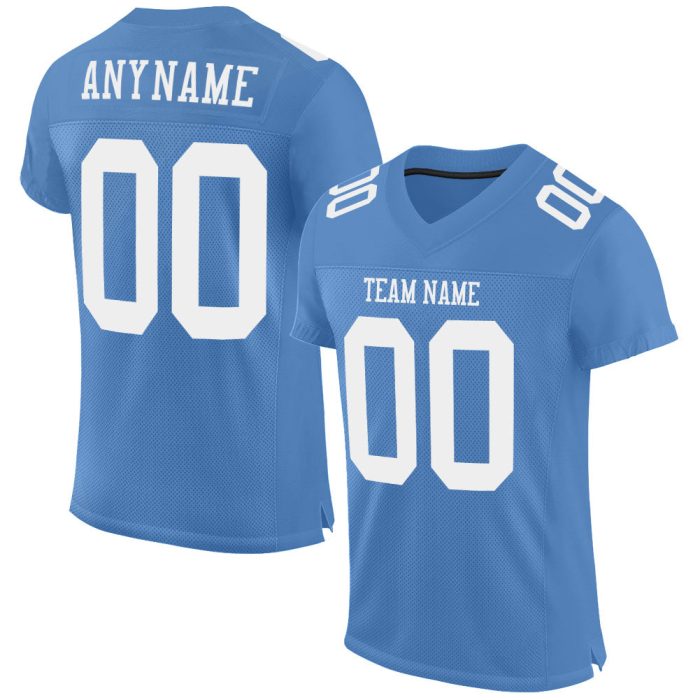Light Blue White Custom Mesh Football Jersey - Authentic Quality Athletic Wear Custom Light Blue White Mesh Authentic Football - Image 1