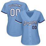 Light Blue White-Navy Authentic Baseball Jersey - Custom Style 8411 Custom Light Blue White-Navy Authentic Baseball Jersey - Image 2