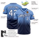 Light Blue White Navy Fade Fashion Baseball Jersey - Custom Authentic Design Custom Light Blue White-Navy Authentic Fade - Image 2