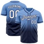 Light Blue White Navy Fade Fashion Baseball Jersey - Custom Authentic Design Custom Light Blue White-Navy Authentic Fade