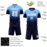 Light Blue White Navy Fade Soccer Uniform Jersey - Custom Sublimation Fashion Design Custom Light Blue White-Navy Sublimation - Image 3