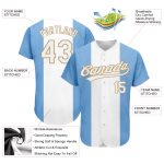 Authentic 3D Argentinian Flag Baseball Jersey in Light Blue, White & Old Gold - Custom Design Custom Light Blue White-Old - Image 3