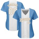 Authentic 3D Argentinian Flag Baseball Jersey in Light Blue, White & Old Gold - Custom Design Custom Light Blue White-Old - Image 2