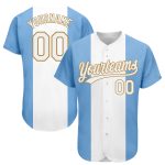 Authentic 3D Argentinian Flag Baseball Jersey in Light Blue, White & Old Gold - Custom Design Custom Light Blue White-Old