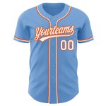 Light Blue White-Orange Custom Baseball Jersey - Authentic Team Gear Custom Light Blue White-Orange Authentic Baseball Jersey - Image 2