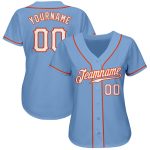 Light Blue White Orange Custom Authentic Baseball Jersey - Style 9244 Custom Light Blue White-Orange Authentic Baseball Jersey - Image 2