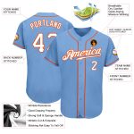 Light Blue White Orange Custom Authentic Baseball Jersey - Style 9244 Custom Light Blue White-Orange Authentic Baseball Jersey - Image 3