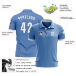 Light Blue White Performance Golf Polo Shirt - Custom Design, Perfect for Comfort and Style Custom Light Blue White Performance - Image 3