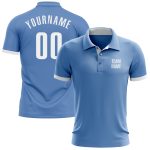 Light Blue White Performance Golf Polo Shirt - Custom Design, Perfect for Comfort and Style Custom Light Blue White Performance