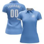 Light Blue White Performance Golf Polo Shirt - Custom Design, Perfect for Comfort and Style Custom Light Blue White Performance - Image 2