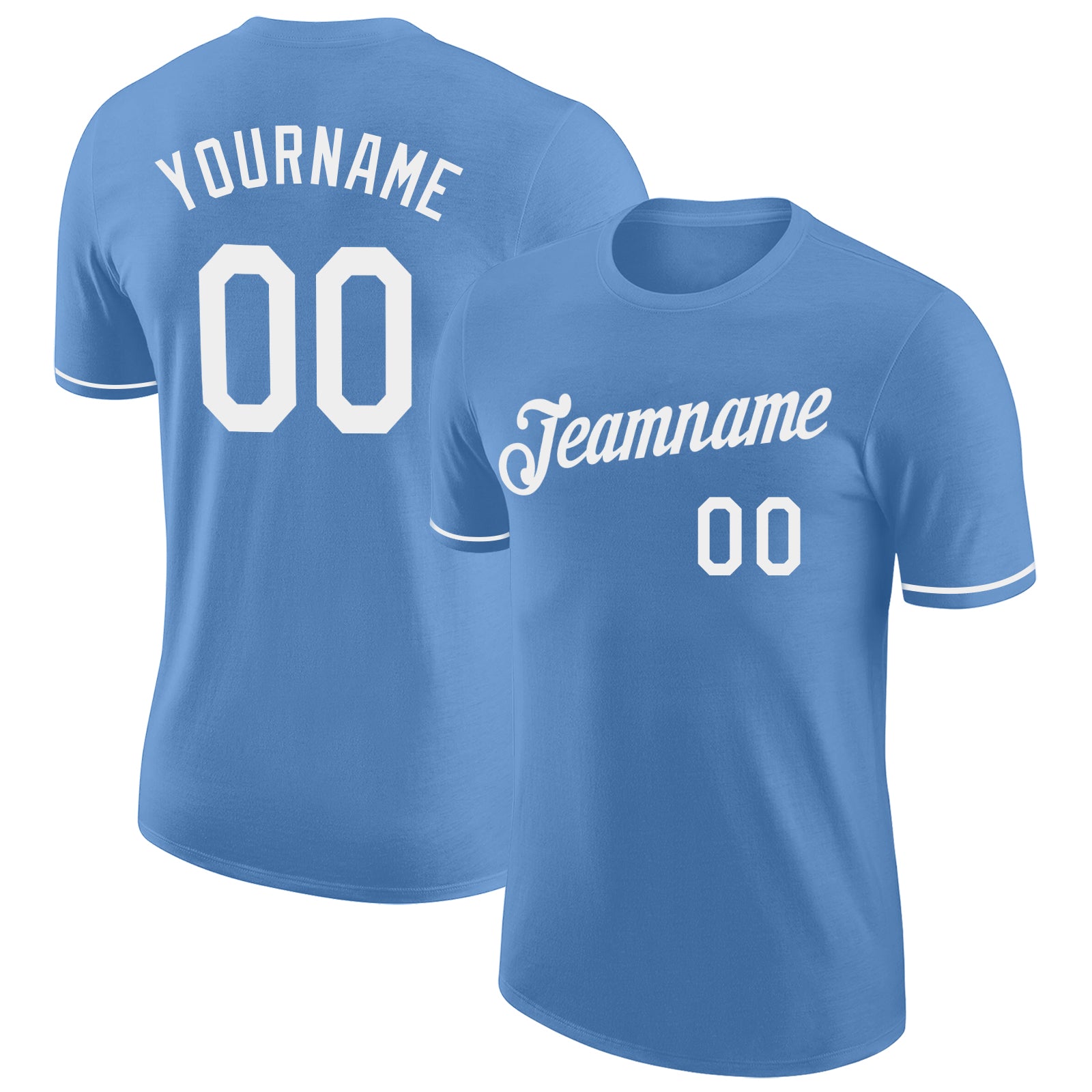 Custom Light Blue White Performance T-Shirt Light Blue White Performance T-Shirt - Custom Athletic Tee for Men and Women Custom Light Blue White Performance T-Shirt - Image 1