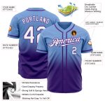 Light Blue White Purple Fade Custom Fashion Baseball Jersey Custom Light Blue White-Purple Authentic Fade Fashion Baseball - Image 2