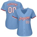 Light Blue White Red Custom Authentic Baseball Jersey for Men Custom Light Blue White-Red Authentic Baseball Jersey - Image 2