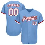 Light Blue White Red Custom Authentic Baseball Jersey for Men Custom Light Blue White-Red Authentic Baseball Jersey