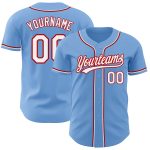 Light Blue Red White Custom Authentic Baseball Jersey - Style 4375 Custom Light Blue White-Red Authentic Baseball Jersey