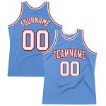 Light Blue Red White Custom Throwback Basketball Jersey - Authentic Design Custom Light Blue White-Red Authentic Throwback