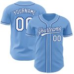 Light Blue White-Royal Baseball Jersey - Custom Authentic Design Custom Light Blue White-Royal Authentic Baseball Jersey