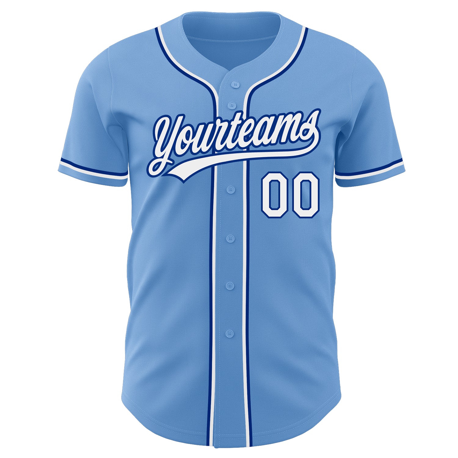 Custom Light Blue White-Royal Authentic Baseball Jersey Light Blue White-Royal Baseball Jersey - Custom Authentic Design Custom Light Blue White-Royal Authentic Baseball Jersey - Image 2