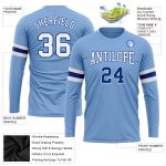 Light Blue White-Royal Long Sleeve Performance T-Shirt for Men and Women - Custom Design Custom Light Blue White-Royal Long - Image 3