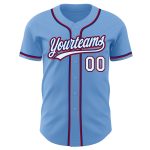 Authentic Custom Light Blue White Royal Red Baseball Jersey Custom Light Blue White Royal-Red Authentic Baseball Jersey - Image 2