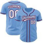 Authentic Custom Light Blue White Royal Red Baseball Jersey Custom Light Blue White Royal-Red Authentic Baseball Jersey