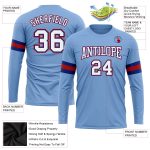 Light Blue White Royal-Red Performance T-Shirt for Men - Custom Long Sleeve Tee Custom Light Blue White Royal-Red Long Sleeve - Image 3