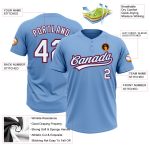 Light Blue White Royal Red Two-Button Unisex Softball Jersey - Customizable Design for Teams and Fans Custom Light Blue White - Image 3