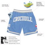 Light Blue Silver Gray Authentic Throwback Basketball Shorts Custom Design Custom Light Blue White-Silver Gray Authentic - Image 2