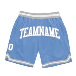 Light Blue Silver Gray Authentic Throwback Basketball Shorts Custom Design Custom Light Blue White-Silver Gray Authentic