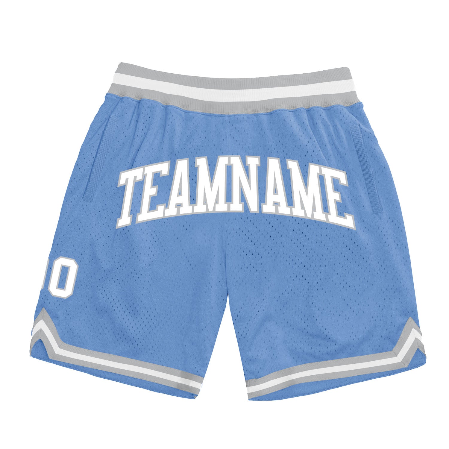 Light Blue Silver Gray Authentic Throwback Basketball Shorts Custom Design Custom Light Blue White-Silver Gray Authentic