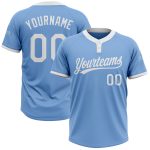 Light Blue White Two-Button Unisex Softball Jersey - Custom Athletic Wear Custom Light Blue White Two-Button Unisex Softball