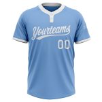 Light Blue White Two-Button Unisex Softball Jersey - Custom Athletic Wear Custom Light Blue White Two-Button Unisex Softball - Image 2