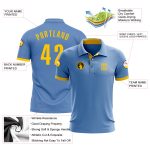 Light Blue Yellow Performance Golf Polo Shirt for Men - Custom Fit Custom Light Blue Yellow Performance Golf Polo Shirt - Image 3